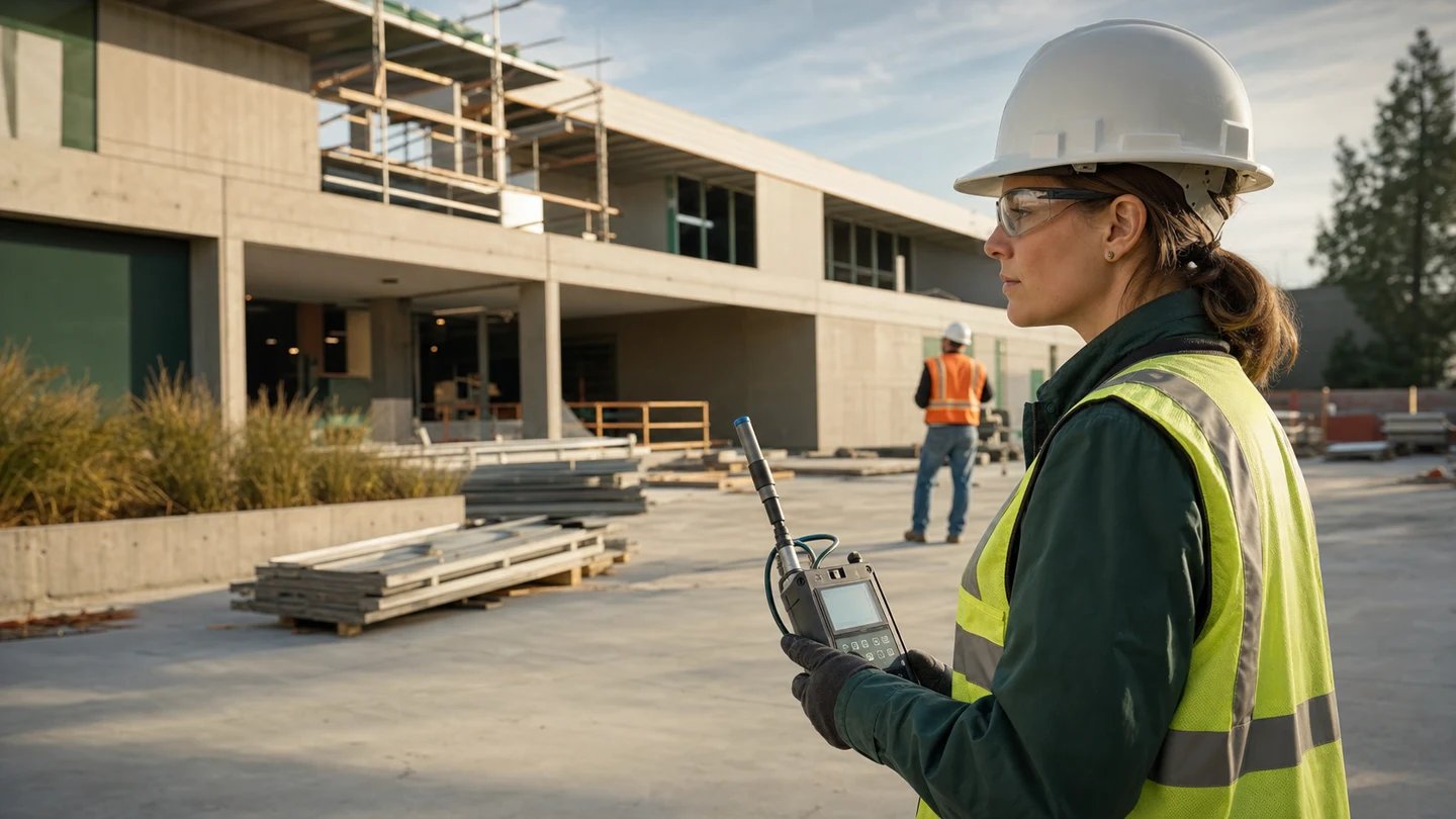 A field specialist on a construction site, from the Vista Environmental project